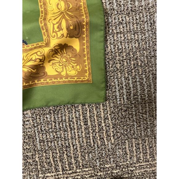 Tiger Leopard Print Scarf Womens Green Gold Baroque Border Square Polyester - Picture 2 of 8